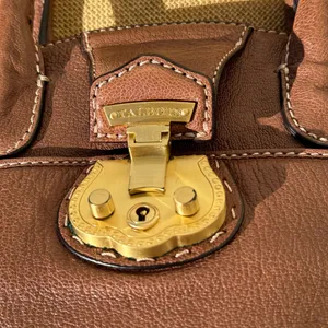 Talbots Rich Brown Leather Satchel with Gold Hardware thumbnail 6