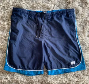 Nike Y2K Vintage Style Navy Blue Swim Shorts Swim Trunks w/ Elastic Drawstring Waist thumbnail 1
