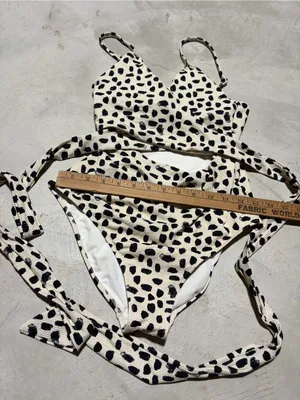 Aerie one piece full coverage Black & Cream Spotted Swimsuit medium thumbnail 6