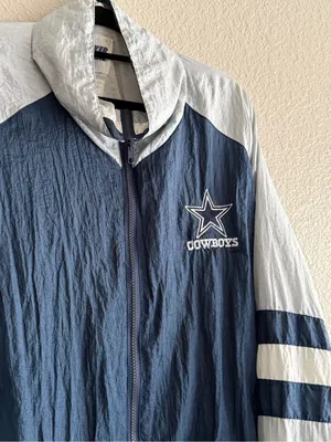 Vintage Locker Line Dallas Cowboys Windbreaker Jacket Navy White L NFL thumbnail 7