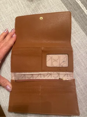 Calvin Klein Brown Monogram Continental Wallet with Gold Logo thumbnail 2