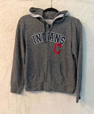 MLB Cleveland Indians Full Zip Hoodie Gray‎ G-III 4Her Carl Banks Medium thumbnail 1