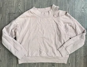 Aerie Baby Pink Distressed Crewneck- Medium thumbnail 1
