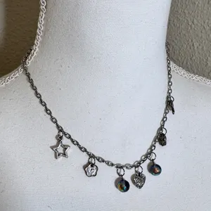 Silver Tone Charm Necklace Womens Jewelry Hearts Stars thumbnail 1