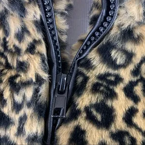 Y2K leopard print faux fur cropped vest thumbnail 5