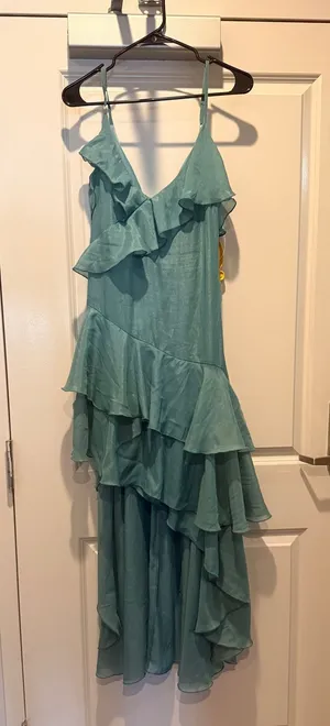 Lulus Dress Ruffled Maxi Blue thumbnail 1