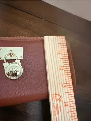 Michael Kors Saffiano Zip Wallet in Cognac Brown with Gold Hardware thumbnail 6