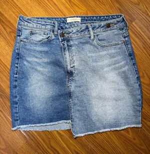 Guess Y2K asymmetrical jean mini skirt raw hem size large. thumbnail 1