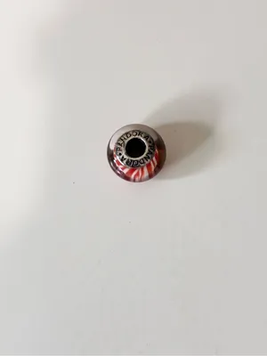 Pandora 925 Sterling Silver Cinnamon Red and White Striped Murano Glass Charm thumbnail 2