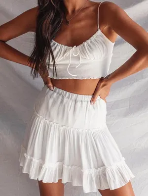 Princess Polly Linen Ruffle Skirt thumbnail 1