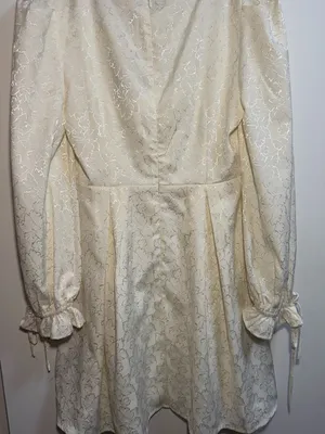 Lulus Elegant Adoration Cream Floral Jacquard Long Sleeve Mini Dress – Small NWT thumbnail 12