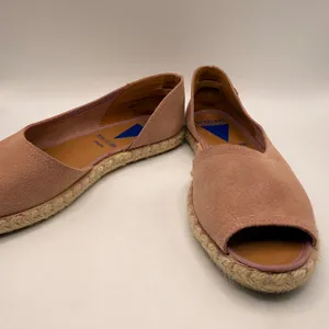 VERBENAS Pink‎ Suede Peep Toe Espadrille Flats Made in Spain Women Size 39 thumbnail 2