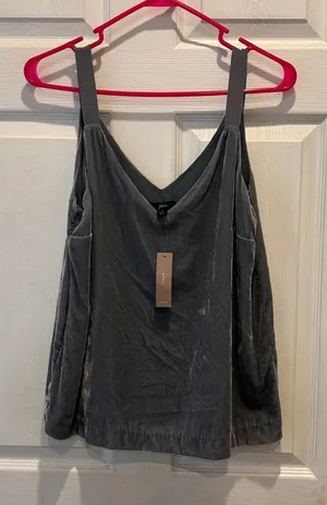 NWT J.Crew Women's Small Silver Velvet Cami Tank‎ Top Sleeveless Blouse Holiday thumbnail 1