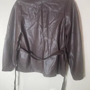 Banana Republic brown vegan leather jacket thumbnail 4