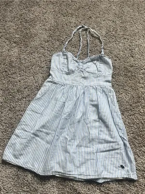 Abercrombie & Fitch Light Blue and White Striped Mini Dress thumbnail 2