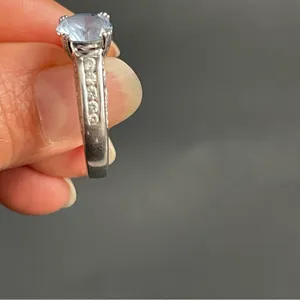 925 Sterling Silver Aquamarine Cubic Zirconia Ring Size 8 Engagement Anniversary thumbnail 5