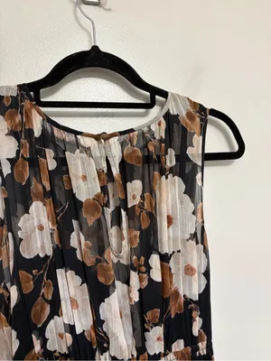 Abercrombie Black and Brown Fall Floral Sleeveless Midi Dress - Size S thumbnail 7