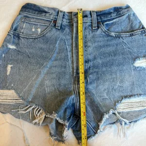 Abercrombie & Fitch Natural Rise distressed denim shorts thumbnail 7
