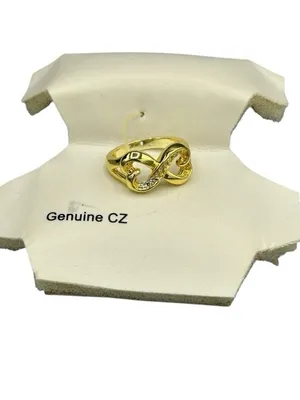 Gold Tone CZ Interlocking Heart Ring Size 6.25 New on Card thumbnail 3