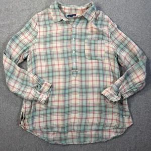 Southern Shirt Co Women's Medium Plaid Popover Button Up Long Sleeve Top Tunic thumbnail 1
