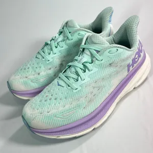 HOKA ONE ONE Clifton 9 Wide Running Shoes Women 9D Sunlit Ocean Lilac Mist thumbnail 3