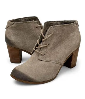 Toms Tan Lunata Suede Lace-Up Heeled Booties Size 7 thumbnail 1