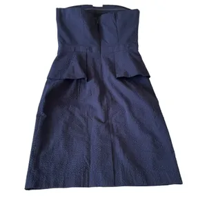 Banana Republic Womens Dress Size 2 Strapless Peplum Pucker Blue Mini Cocktail thumbnail 3