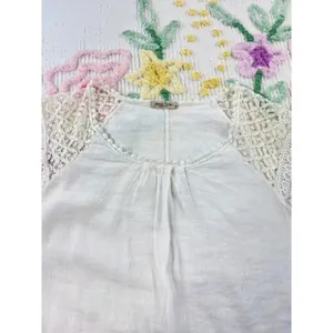 Alessia Pacini White 100% Linen Lace Sleeve Blouse Made in Italy Size M‎ thumbnail 7
