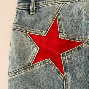 We The Free Firecracker Flare Jeans Light Wash High Rise Red Stars Retro size 30 thumbnail 7
