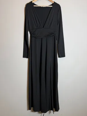 Baltic Born Arianna Maxi Dress Women's Large Black Slit Formal Wedding Cocktail thumbnail 7