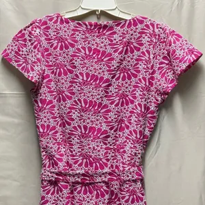 Loft size 8 heavily embroidered fit n flare ruffle cap sleeves dress thumbnail 7