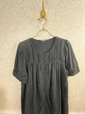 Madewell Black Pleated Button-Front Mini Dress - Size - Small thumbnail 7