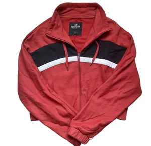Hollister Retro Striped Baggy Cropped Zip Up Hoodie Sweatshirt Jacket Large thumbnail 1