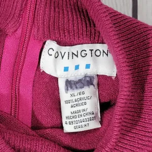 Covington Women's Burgundy Mock Neck 1/4 Zip Long Sleeve Sweater‎ XL Acrylic thumbnail 5