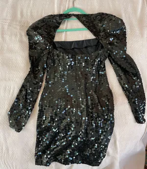 80 Vintage Sequin Dress Black Size 8 thumbnail 4