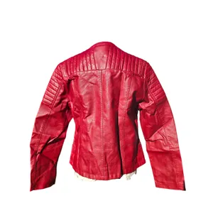 Olivia Miller NWT Womens Burgundy Faux Leather Moto‎ Jacket Fits Large thumbnail 7