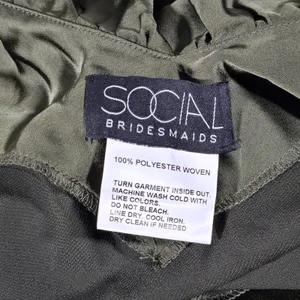 Social Bridesmaids Olive Green Satin Ruffle Flutter‎ Sleeve Maxi Dress XS 8219 thumbnail 7