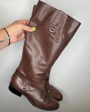 Lauren Ralph Lauren Brown Leather Riding Boots Silver Hardware Size 11B thumbnail 1