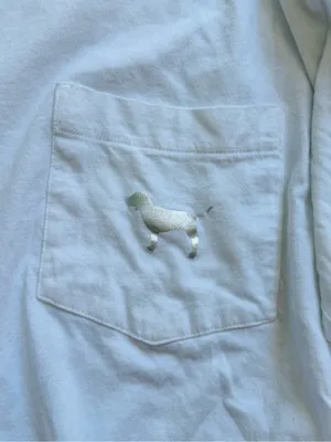 PINK Victoria's Secret White Pocket Tee with Black/Rainbow Sleeve Stripe thumbnail 3