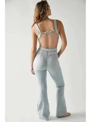 Free People We the Free CRVY 2nd Ave One Piece Denim Jumpsuit thumbnail 3