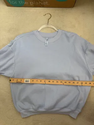Skims Blue Cotton Blend Crewneck Fleece Sweatshirt Size Small thumbnail 7