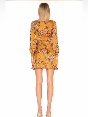 Free People Morning Light Ruched Floral Tie-Front Mini Dress 4 thumbnail 4