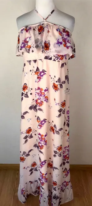MINKPINK Pink Floral Maxi Dress XS Revolve Boho thumbnail 1