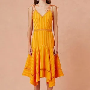 Keepsake the Label Arrows Midi Dress Orange Asymmetrical Hem Strappy Summer M thumbnail 2