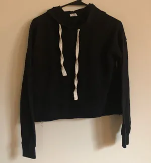 Black Cropped Hoodie thumbnail 1