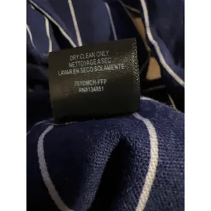 WAYF Navy Blue Pinstripe Tie Back Crop Top Linen Blend Spaghetti Strap thumbnail 6