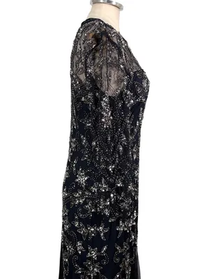 Adrianna Papell Long Sleeve Beaded Sequin Maxi Gown Size 12 thumbnail 8