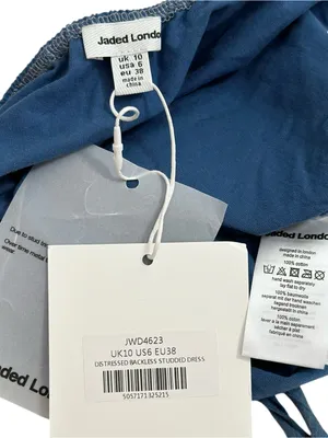 JADED LONDON Route 66 Distressed Backless Studded Dress, Blue, 6 (US) thumbnail 9