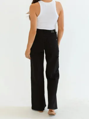 NWT CARLY JEAN LOS ANGELES CJLA Holland Wide Leg Jeans Black 1X thumbnail 4