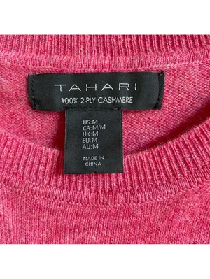 Tahari 100% Cashmere Crewneck Sweater Raspberry Size Medium Luxury Colorful thumbnail 4
